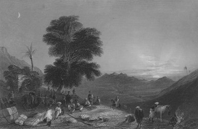 Karaván megállása Girgola sivatagában, az Amanus-hegy közelében alkotó: William Henry Bartlett