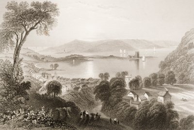 Larne, Antrim megye, Észak-Írország, George Virtue „Scenery and Antiquities of Ireland” című művéből, 1860-as évek alkotó: William Henry Bartlett