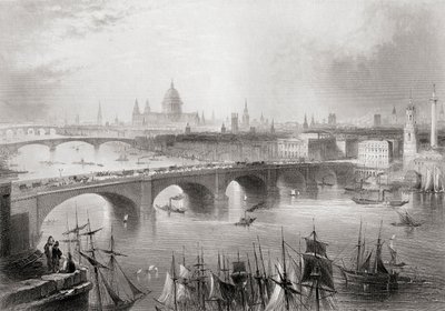 London, Southwark és Blackfriars hidak a Temze folyón, London, Anglia, Charles Tomlinson „Cyclopaedia of Useful Arts and Manufactures” című művéből alkotó: William Henry Bartlett