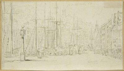 A Broad Quay felé nézve a számlapról (ceruza papíron) alkotó: William Henry Bartlett
