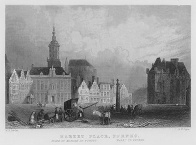 Piactér, bútorok (metszet) alkotó: William Henry Bartlett