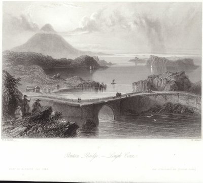 Pontonhíd a Lough Conn-on alkotó: William Henry Bartlett
