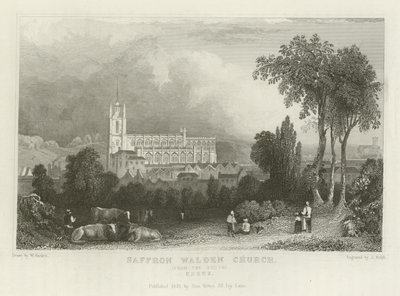 Saffron Walden templom, dél felől, Essex alkotó: William Henry Bartlett