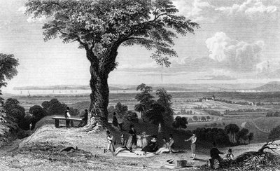 Jelenet a Laindon Hillről, Horndon közelében, Essexben, Henry Wallis metszete, 1832 alkotó: William Henry Bartlett