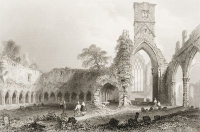 Sligo apátság, Sligo megye, Írország, George Virtue „Scenery and Antiquities of Ireland” című művéből, 1860-as évek (metszet) alkotó: William Henry Bartlett