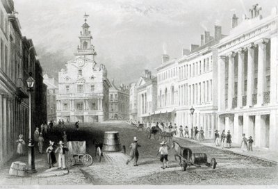 State Street, Boston, metszett S. Lacey alkotó: William Henry Bartlett
