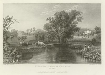 Stisted Hall és templom, Essex alkotó: William Henry Bartlett