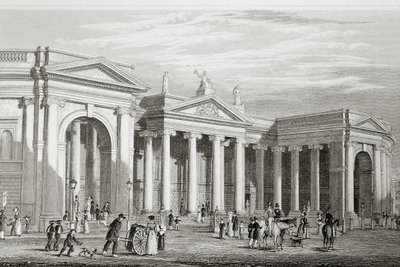 A Bank of Ireland, Dublin, 1729-ben épült, George Virtue „Scenery and Antiquities of Ireland” című művéből, 1860-as évek alkotó: William Henry Bartlett