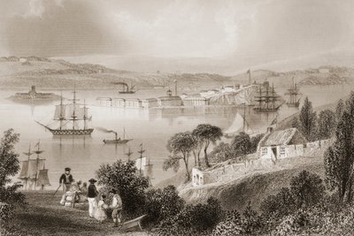 The Cove of Cork (ma Cobh), Cork megye, Írország, George Virtue „Scenery and Antiquities of Ireland” című művéből, 1860-as évek alkotó: William Henry Bartlett