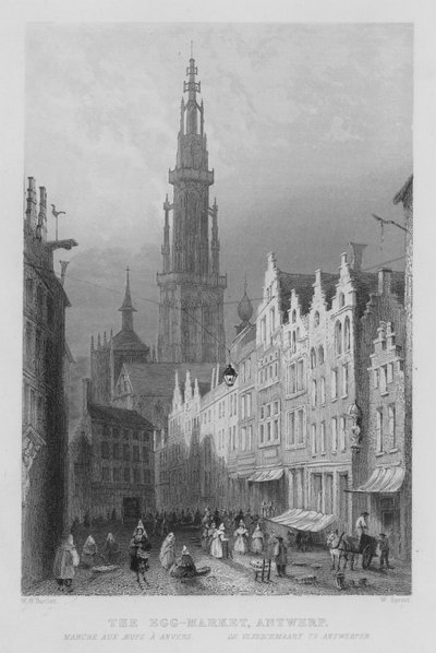Tojáspiac, Antwerpen (metszet) alkotó: William Henry Bartlett