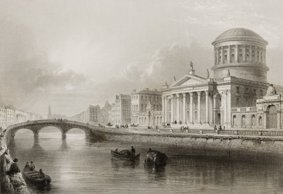 The Four Courts, Dublin, George Virtue „Scenery and Antiquities of Ireland” című művéből, 1860-as évek alkotó: William Henry Bartlett