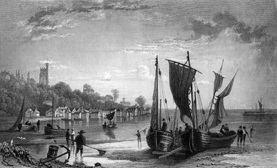 Leigh falu Southend közelében, Essex államban, vésette Charles Mottram, 1833 alkotó: William Henry Bartlett