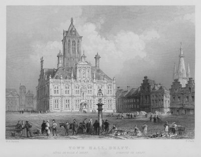 Városháza, Delft (metszet) alkotó: William Henry Bartlett