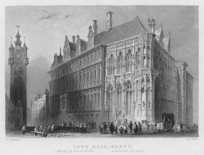Városháza, Gent (metszet) alkotó: William Henry Bartlett