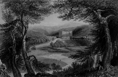 Kilátás a Drumlanrig kastélyra, Dumfriesshire alkotó: William Henry Bartlett