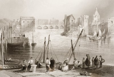 Galway kilátása a Claddagh-ból, Galway megye, Írország, George Virtue „Scenery and Antiquities of Ireland” című művéből, 1860-as évek alkotó: William Henry Bartlett