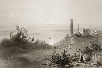 Kilátás a „Clonmacnois hét templomára”, Offaly megye, Írország, George Virtue „Scenery and Antiquities in Ireland” című művéből, 1860-as évek alkotó: William Henry Bartlett