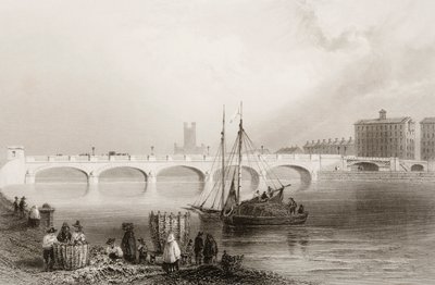 Wellesley Bridge, Limerick, Írország, George Virtue „Scenery and Antiquities of Ireland” című filmből, 1860-as évek alkotó: William Henry Bartlett