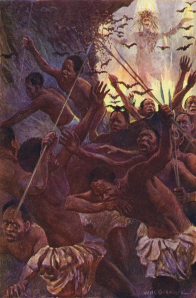Illusztráció a Gorilla Hunters-hez, R M Ballantyne (színes litó) alkotó: William Henry Charles Groome