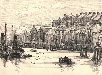 North Shields (faszén papíron) alkotó: William Henry Charlton