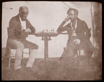 Nicolaas Henneman egy sakkjátszmában gondolkodik lépéséről, 1841. szeptember (sópapír nyomat a kalotípus negatívról) alkotó: William Henry Fox Talbot