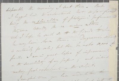 William Henry Fox Talbot aláírt levele James David Forbesnek, 1839 alkotó: William Henry Fox Talbot