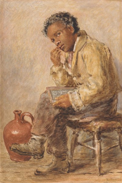 Palatáblát tartó fiatal férfi portréja alkotó: William Henry Hunt