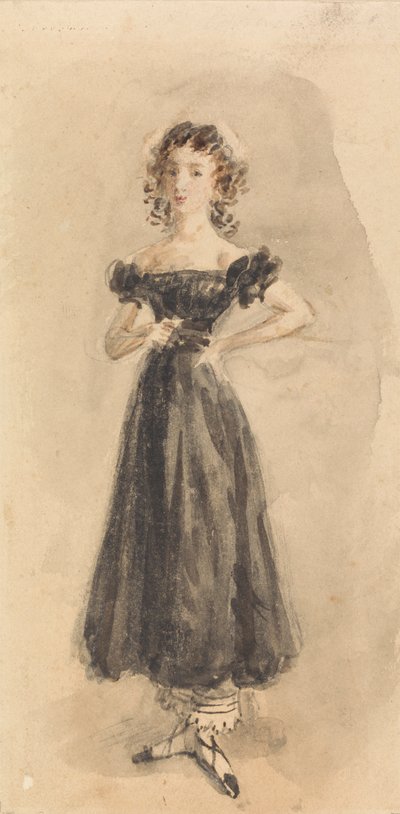Tanulmány egy fiatal lányról, gyűrűkkel, fekete estélyi ruhában alkotó: William Henry Hunt