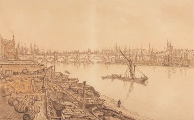 Kilátás az Old London Bridge-re alkotó: William Henry Hunt
