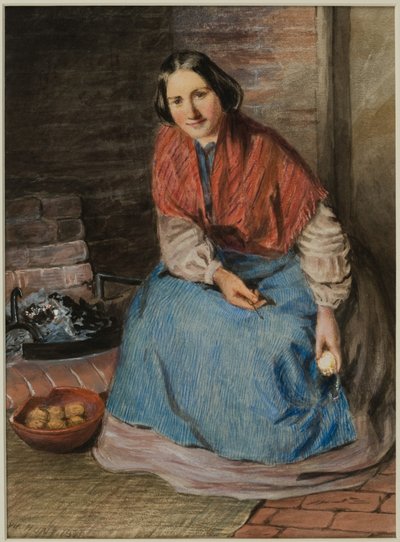 Almát hámozó nő (tinta és akvarell papíron) alkotó: William Henry Hunt