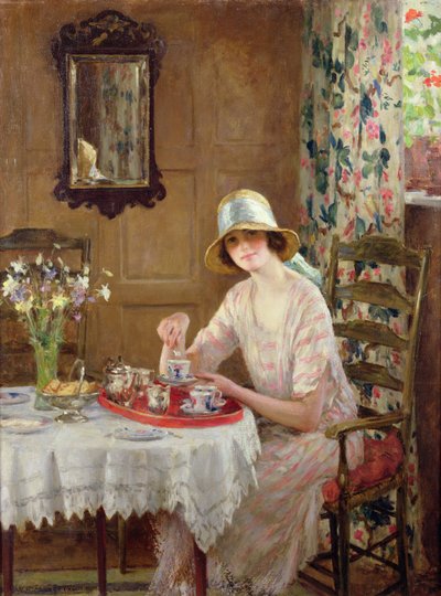 Délutáni tea (olaj, vászon) alkotó: William Henry Margetson