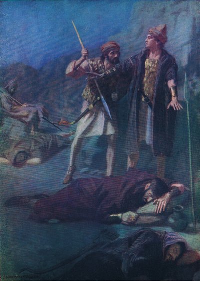 David megkímélve Sault, a Thomas Nelson által kiadott Biblia Képeskönyvből, 1950 körül alkotó: William Henry Margetson