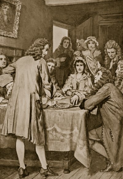 Paterson magyarázza a Darien-sémát Edinburgh-ban, 1694, illusztráció a "Hutchinson