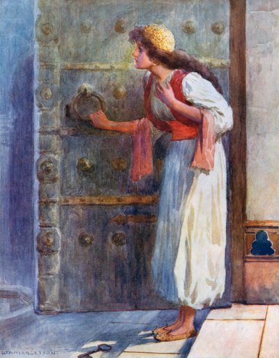A félelemtől remegve ledobta a varázskulcsot a padlóra alkotó: William Henry Margetson