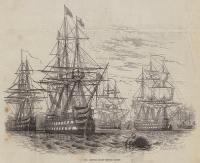 A brit flotta Lisszabon előtt alkotó: William Henry Pike