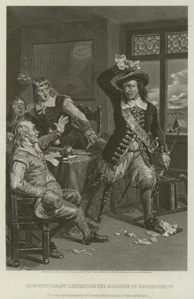 Stuyvesant kormányzó megsemmisíti a New York átadására vonatkozó felszólítást, 1664 alkotó: William Henry Powell