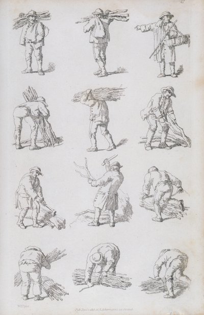 Illusztráció a „Rusztikus figurák rézkarcai: a táj díszítésére”, 1815 alkotó: William Henry Pyne
