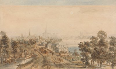 Régi London, kilátás a St. James Parkból keletre nézve alkotó: William Henry Pyne