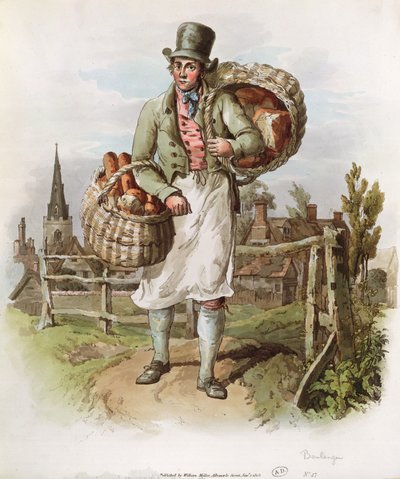 The Baker, illusztráció a "The Costume of Great Britain" című könyvből, kiadta 1804-08-ban William Miller, London (akvatinta). alkotó: William Henry Pyne