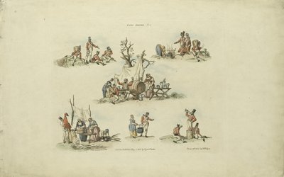 Tábori jelenetek, 1803 (színes rézkarc) alkotó: William Henry after Pyne