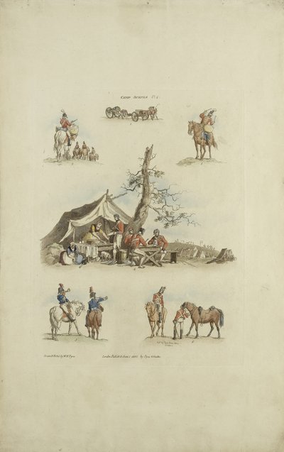 Tábori jelenetek, 1803 (színes rézkarc) alkotó: William Henry after Pyne