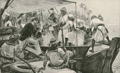 Egy brit haditengerészeti tiszt egy arab rabszolga dhow-t alakít át (litho) alkotó: William Heysham (after) Overend