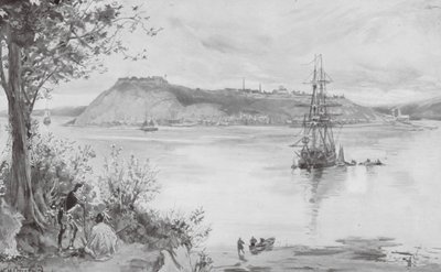 Quebec városának és erődjének látképe, Kr. u. 1759 (litográfia) alkotó: William Heysham (after) Overend