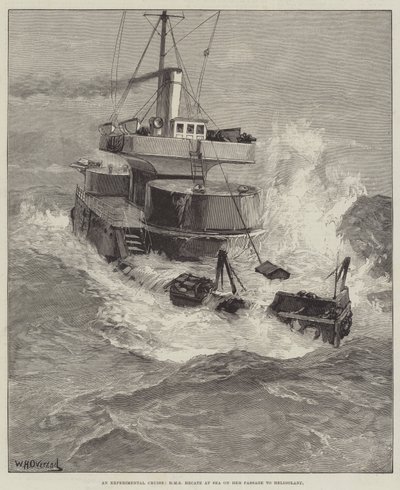 Kísérleti körút, a HMS Hecate a tengeren Helgoland felé vezető úton alkotó: William Heysham Overend