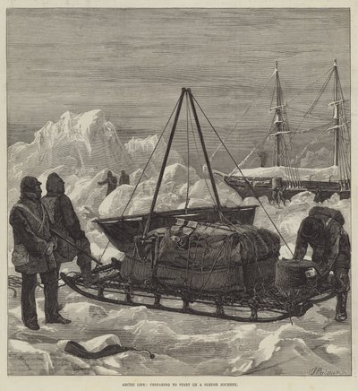 Arctic Life, felkészülés a szánkóútra alkotó: William Heysham Overend