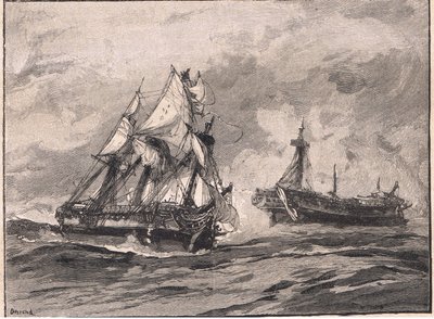 Arethusa és a Belle Poule Kr. u. 1778 alkotó: William Heysham Overend