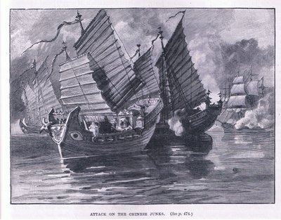Támadás a kínai dzsunkák ellen AD 1841 alkotó: William Heysham Overend