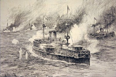 A Yalu folyó csata szeptember 17-én alkotó: William Heysham Overend