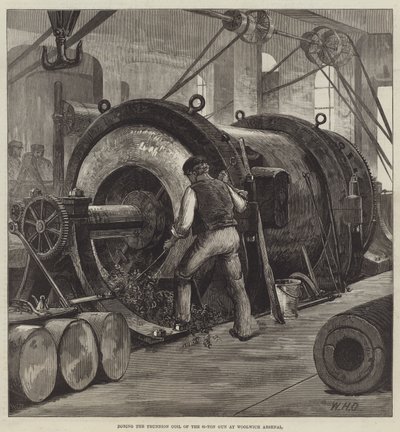 A Woolwich Arsenal 81 tonnás fegyverének csonktekercse fúrása alkotó: William Heysham Overend