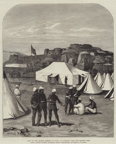 A kabuli brit misszió tábora Jumroodban, a Khyber-hágó közelében. alkotó: William Heysham Overend